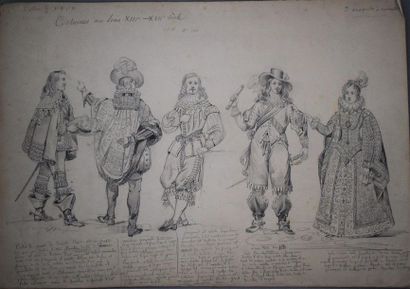 null "Félix BENOIST (1818-1896) Ensemble de neuf feuilles : jeune paysans; paysanne...