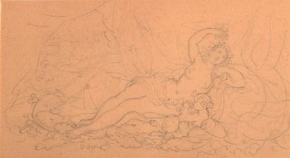 null "*French School of the 19th century Bacchante Pierre noire on paper H. 7 cm...