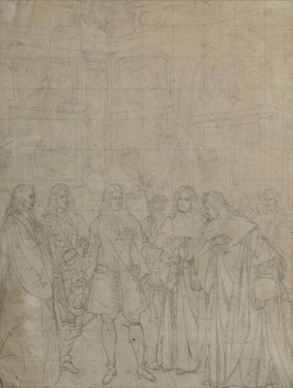 null "*French school of the 19th century Louis XIV receiving parliamentarians Graphite...