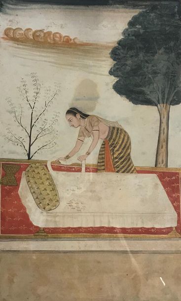 null *INDE, RAJASTHAN, XIXe siècle
Suite de quatre miniatures indiennes représentant...