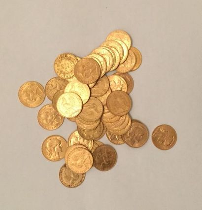 null "Lot of 50 pieces of 20 gold francs. Including: 8 ""Napoleon III, bare head"",...