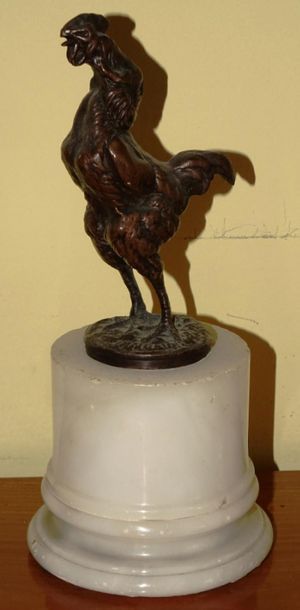 null Emmanuel FRÉMIET (Montrouge 1824 - Paris 1910) Rooster crowing Bronze print...