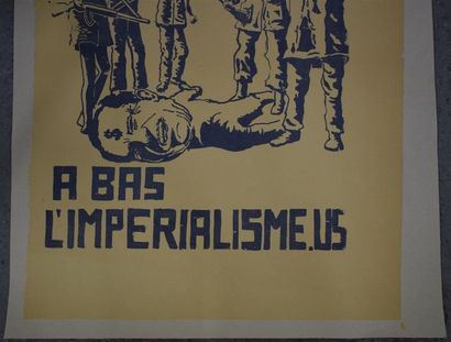 null Down with imperialism.US Silkscreen in blue on canvas paper 76,5 x 56,5 cm