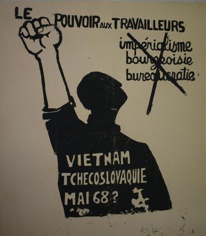 null Power to the workers Vietnam Czechoslovakia May 68 ? Silkscreen in black on...
