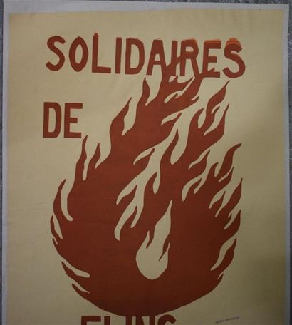 null Solidaires de Flins Silkscreen in brown on canvas paper Stamp Science Faculty...