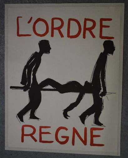 null L'ordre reign Offset printing in red and black on canvas paper 55 x 43 cm