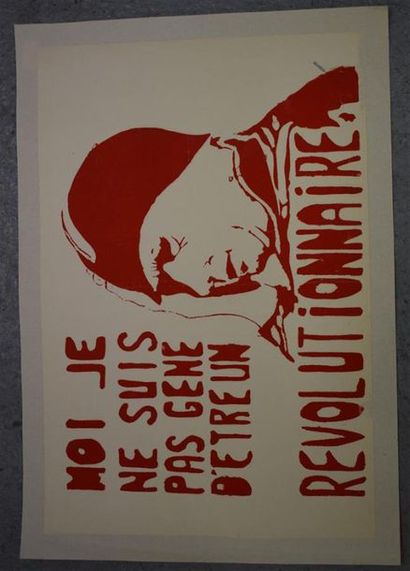 null I am not embarrassed to be a revolutionary Silkscreen in red on canvas paper...