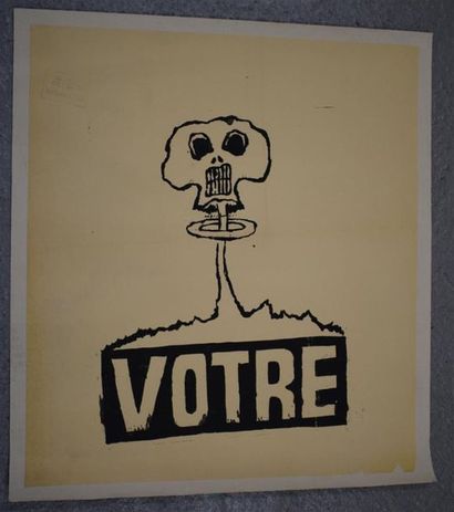 null Your Silk screen print in black on white canvas paper Stamp ATELIER POPULAIRE...