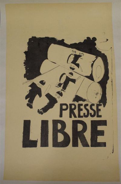 null Free Press Lithograph in black on canvas paper 83 x 49 cm