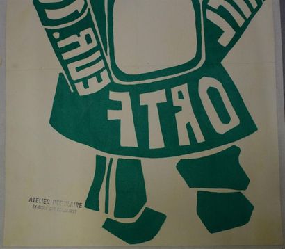null Lot de deux affiches : RTL ORTF EUR.1 Sérigraphie en vert sur papier entoilé...