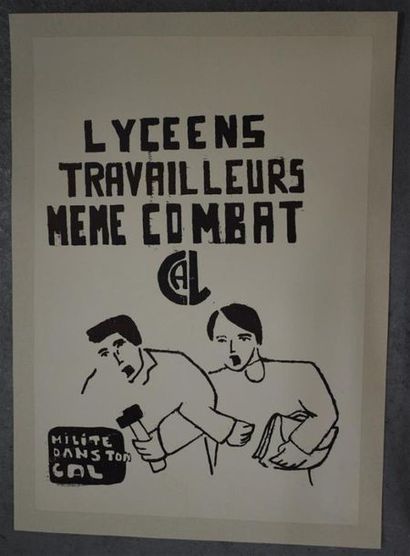 null Lyceens travailleurs meme combat CAL - Milite dans ton CAL Sérigraphie en noir...