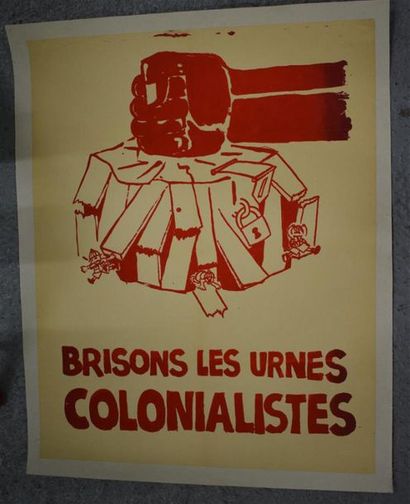 null Let's break the colonialist urns Silkscreen in red on canvas paper 76,5 x 61...