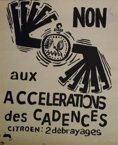 null No to speeding up the pace! Citroën two disengagements Silk screen print in...