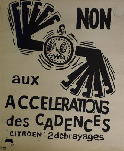 null No to speeding up the pace! Citroën two disengagements Silk screen print in...