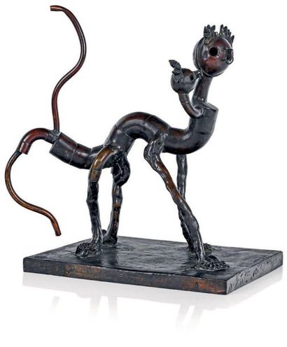 SOPHIDO (née en 1963) Les gémeaux, 1990 Épreuve en bronze à patine brune, signée,...