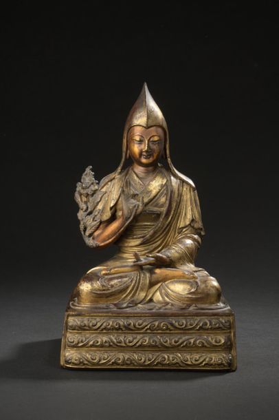 null TIBET - XVIIIe siècle
Statuette du lama Pan-chen Blobzan ye-ses dpal-idan en...
