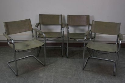 null Marcel BREUER - Edition Matteo GRASSI
Suite de quatre fauteuils modèle B34 à...