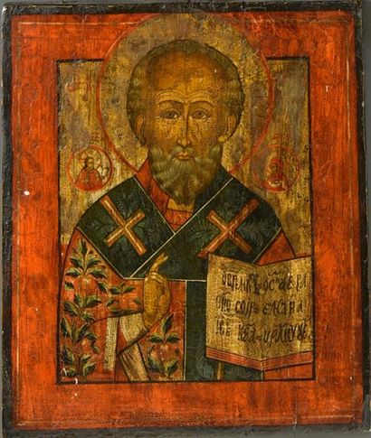 null Icône de saint Nicolas de Myre
Tempera sur bois
Russie, fin du XIXe siècle
H....