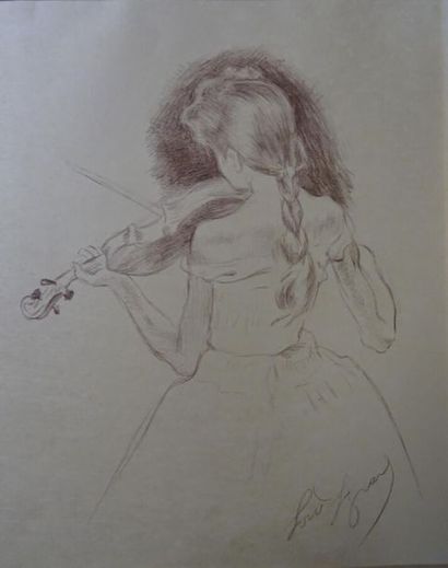 null Louis LEGRAND (1863-1951)
La petite violoniste
Lithographie imprimée en teinte...