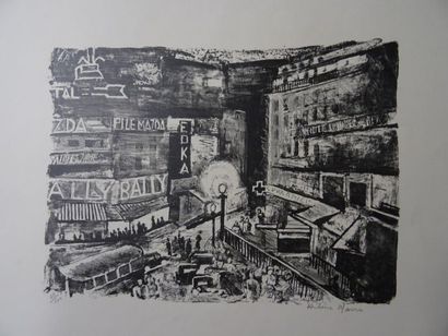 null Hélène MARRE (1891-1968)
Une ville, la nuit
Lithographie imprimée en noir, signée...