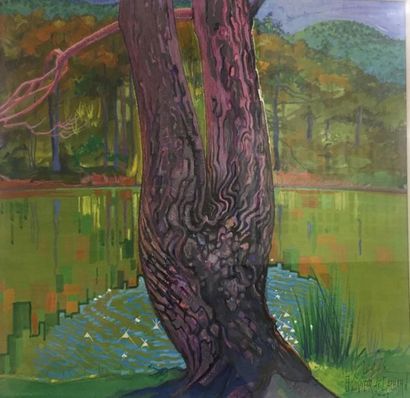 null Régis de BOUVIER de CACHARD (né en 1929)
Paysage à l'arbre
Gouache, signée en...
