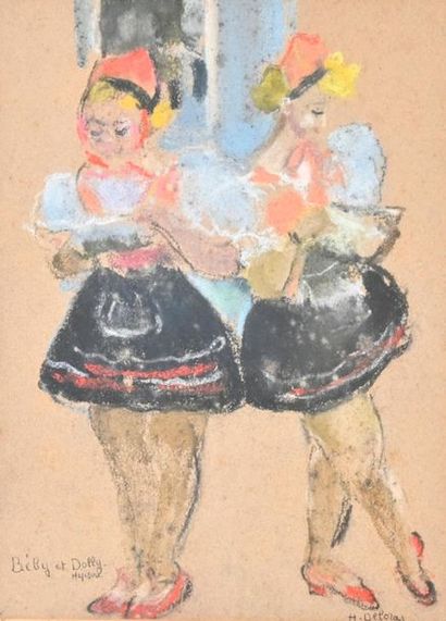 null Henriette DELORAS (Grenoble, 1901-1941)
Béby et Dolly
Pastel sur papier signé...