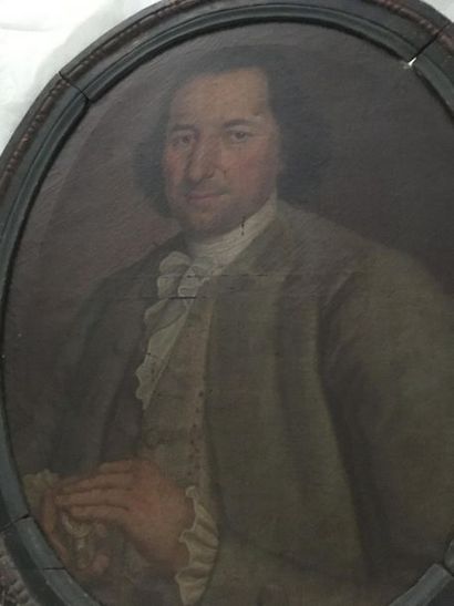 null École ANGLAISE vers 1770 
Portrait d'homme tenant une tabatière
H. 64 cm - L....