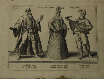 null D'après Abraham DE BRUYN (1540 - 1587)
Planches de costumes (Courtisane vénitienne,...