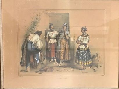 null Cinq lithographies encadrées Mexique XIXe siècle 