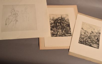 null Lot de trois estampes :

Luc-Albert MOREAU (1882-1948)
Deux lithographies sur...