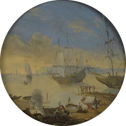 null École PROVENÇALE vers 1700, suiveur de Van der CABEL
Navires amarrés dans un...