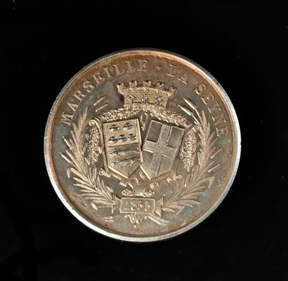 null Société des Forges de la Méditerranée, 1855, (poinçon corne) médaille d'argent,...
