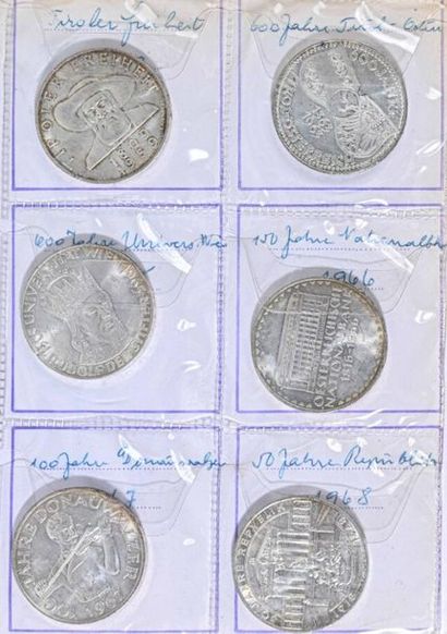 null AUTRICHE
Ensemble de monnaies d'argent. Série complète des 25 schilling : 1955,...