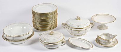 null LIMOGES White and gold porcelain dinner service part, W-rated