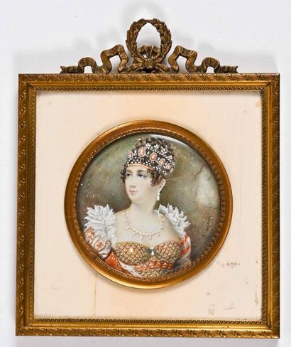 null According to Ferdinand-Paul-Louis QUAGLIA (1780-1853) Portrait of Josephine...