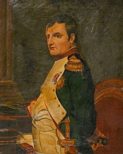 null According to Jacques Louis DAVID (1748-1825) Napoleon in his office

Oil on...