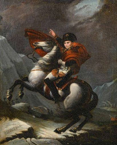 null According to Jacques Louis DAVID (1748-1825) Napoleon at the Great Saint Bernard...