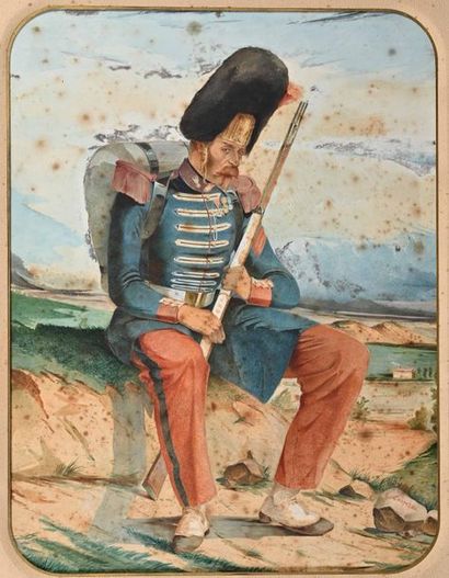 null G CHAPELAS Officer seated 

Watercolor signed lower right.

H. 48 cm W. 37 ...
