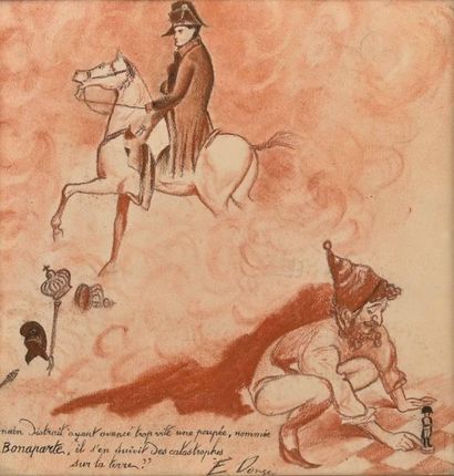 null "A distracted dwarf" Cartoon by Bonaparte. 

Charcoal and blood 

H. 23 - W....