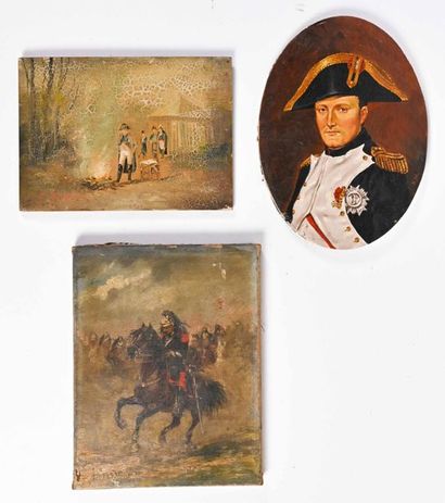 null Napoleon Two oil on panel and a hunter on horseback, oil on canvas

H. 25 cm...
