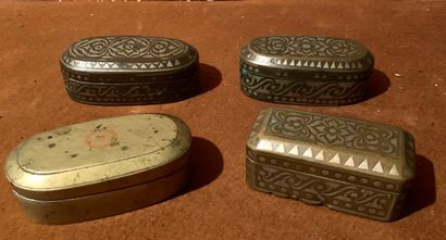 null Four bronze betel boxes, three of them with silver inlays.

Philippine, 19th...