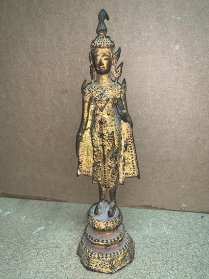 null Standing Buddha performing the abhaya mûdra (absence of fear and welcoming position).

Golden...