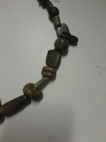 null Necklace made of cylindrical jadeite and serpentine beads interspersed with...