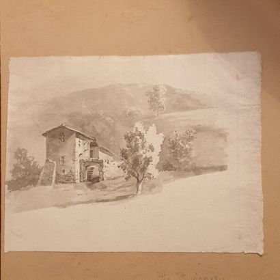 null Jean-Jacques de BOISSIEU (1736 - 1810)

Paysage avec une habitation et des arbres...