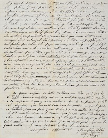 Lydie BONFILS (1837-1918) Lettre autographe adressée à sa mère 2 pages in-4 à l’encre...