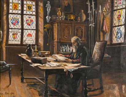 Victor ZEPPENFELD (1834 - vers 1890) Erudit dans son cabinet,

Huile sur toile signée...