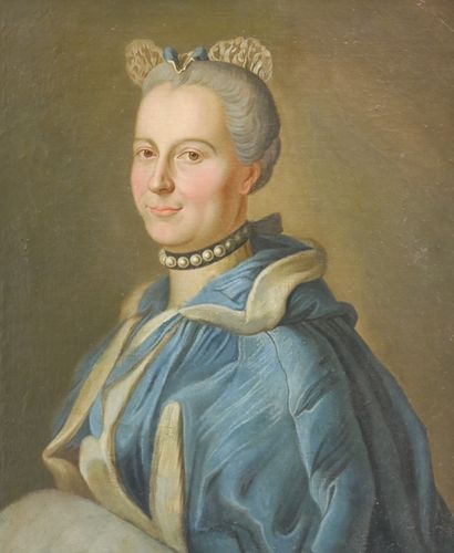 École FRANÇAISE du XVIIIe siècle Portrait de femme au tour de cou perlé

H. 60,5...