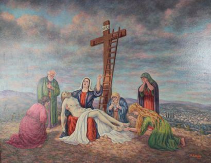 Mathieu Corizzi (1891-1976) [Lot Scènes religieuses]

- Descente de croix

Huile...