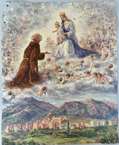 Mathieu Corizzi (1891-1976) Saint-Théophile implorant la Vierge pour la protection...