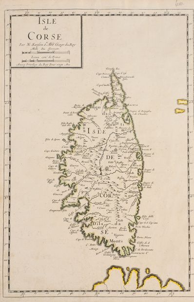 Sanson, Nicolas d’Abeville Isle of Corsica, 1658. 39 x 26 cm. In General maps of...